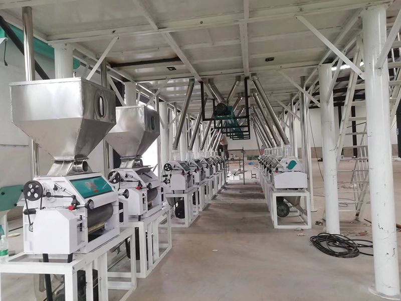 湖北孝感50吨大米制粉安装现场