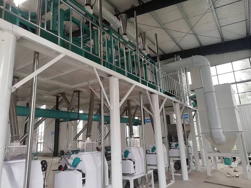 湖北孝感50吨大米制粉安装现场