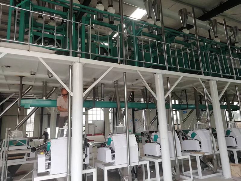 湖北孝感50吨大米制粉安装现场