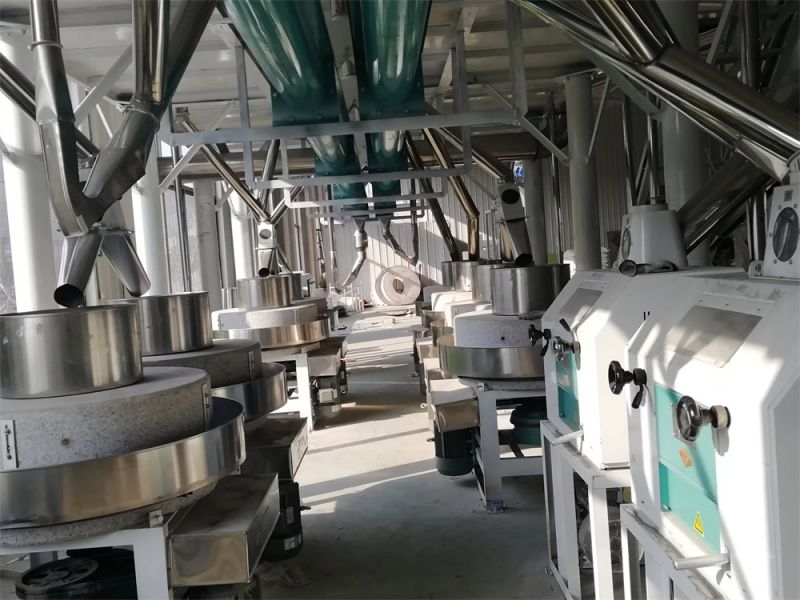 河北沧州经济开发区八加四石磨面粉机生产线安装现场