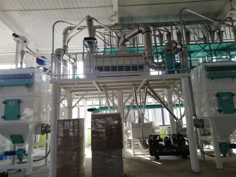 河北沧州经济开发区八加四石磨面粉机生产线安装现场