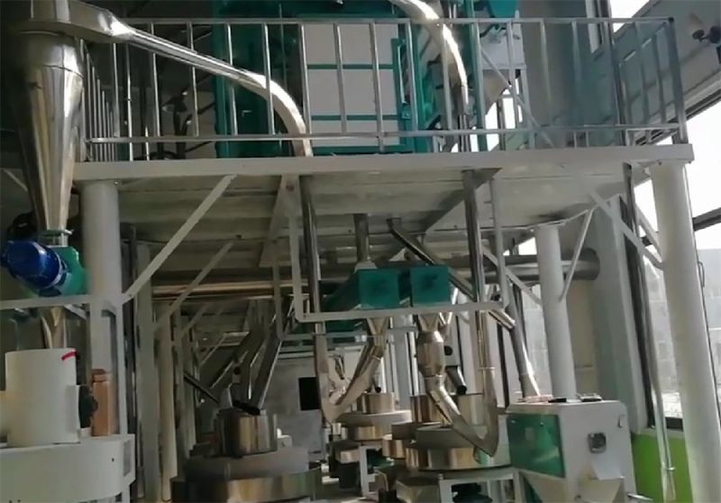 河北沧州经济开发区八加四石磨面粉机生产线安装现场