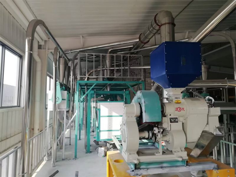 河北沧州经济开发区八加四石磨面粉机生产线安装现场