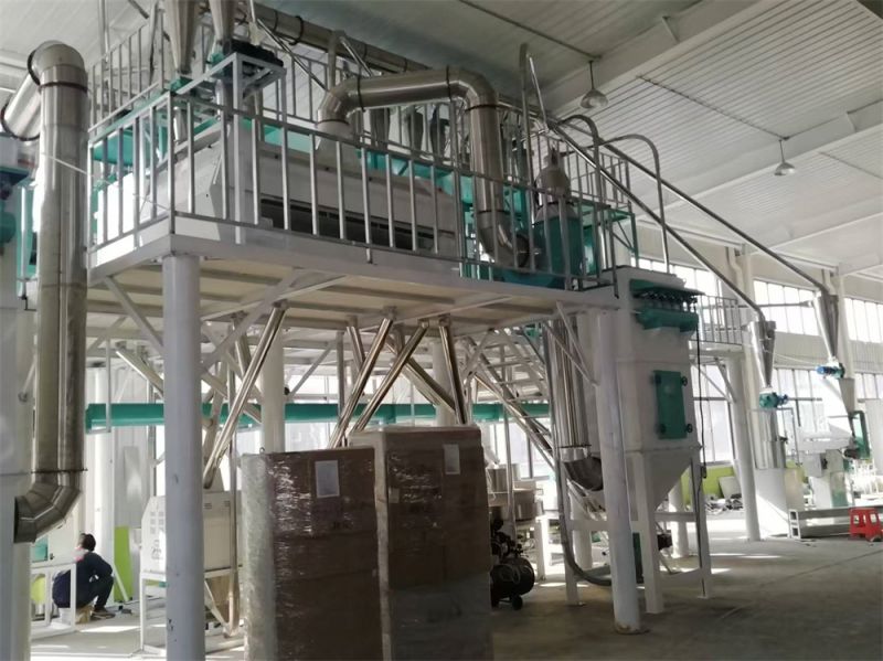 河北沧州经济开发区八加四石磨面粉机生产线安装现场